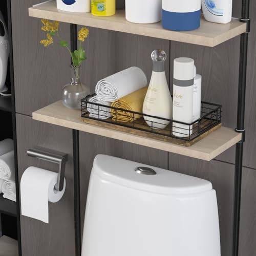 Toilet Paper Basket, 13 Inch bathroom Toilet Tank Basket with Handles Rusty | Bathroom Basket, Back of Toilet Basket, Toilet Tank Tray, Toilet Organizer for Toilet Paper Storage, Toiletries & Essentials - color: Rusty