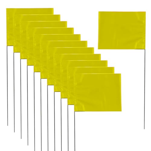 Marking 50 Pack Yard Flags - 12 x 2.5 x 3.5 Inch Landscape Flags for Lawn, Survey, Sprinkler, Irrigation (Yellow) - color: Yellow, size: 50Pack