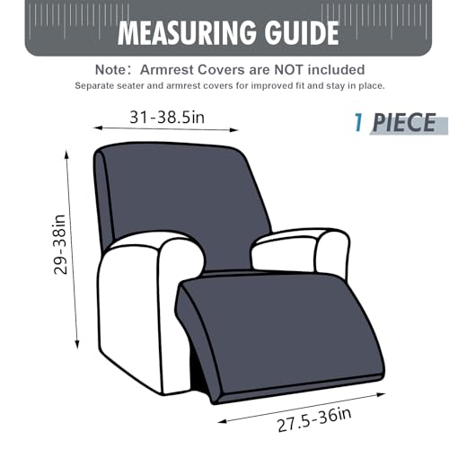 Waterproof Recliner Chair Cover Stretch Sofa Slipcover 1 Seater-XL | Spill and Stain Protection,Soft Pet-Friendly Fabric,Secure Stay-Put Fit,Washable Easy Care,Recliner Cover Furniture Protector - color: Dark Gray, size: 30"-37" 1 Seater XL