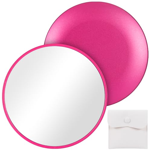 Retro metal compact travel mirror , compact mirror for wallets and pockets - color: Red
