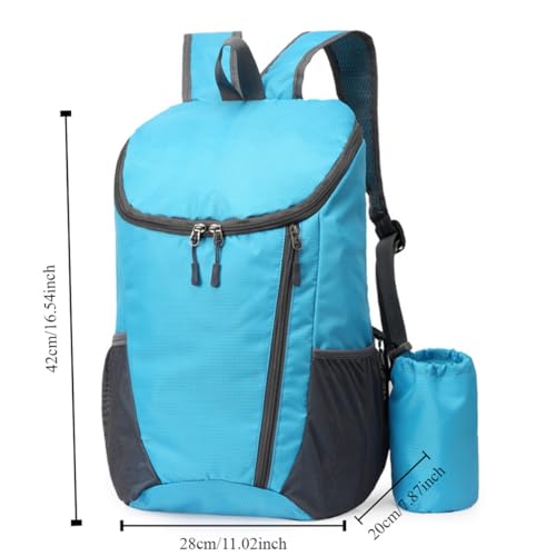 Portable Foldable Backpack Folding Mountaineering Bag, Ultralight Outdoor Cycling Rucksack, Travel Hiking Knapsack (Sky Blue) - color: Sky Blue