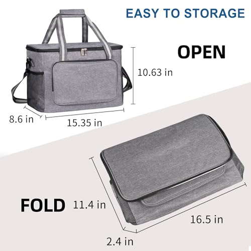 iknoe 36 Can Insulated Cooler Bag, Leakproof Lunch Tote Grey - color: Grey, size: X-Large