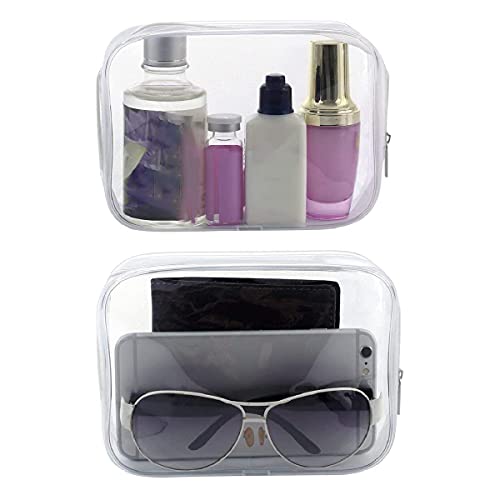 BEFORYOU 6 Pack Clear Toiletry Carry Pouch, White, Small TSA Approved | Zipper Portable Plastic Cosmetic Bag Waterproof, For Vacation Travel Bathroom and Organizing - size: Small bags only