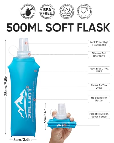 Zelvot Handheld Water Bottle Running with Phone Holder, 17 oz, Orange - color: Orange