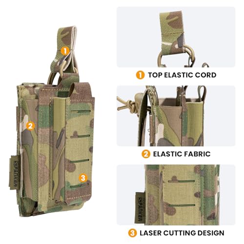 EXCELLENT ELITE SPANKER Tactical Open-Top Single/Double/Triple Molle Mag Pouch for Pistol Mag Pouch Tactical Bag Accessories Holder - color: Multicam