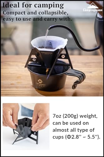 CAMPINGMOON Collapsible Coffee Dripper Pour Over Camping Outdoor 304 Stainless Steel COF-01 (Black) - color: Black