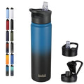 HASLE OUTFITTERS Insulated Water Bottle 22 oz Double Wall Stainless Steel Water Bottle Wide Mouth with Straw Lid & Spout Lid Keeps Cold or Hot(Blue Black Gradient,1) - color: Blue Black Gradient, size: 22 Ounces