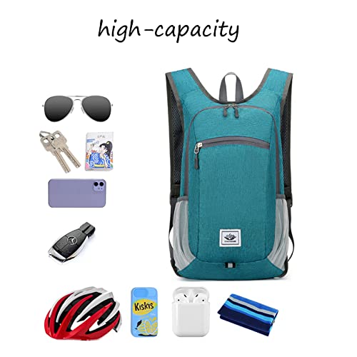 DOJUNS Hiking Backpack 15L Small Travel Backpack Lightweight Foldable Daypack Packable Camping Backpacks for Women Men (Dark Grey) - color: Dark Grey