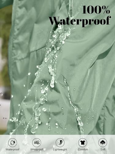 CRIPOM Packable Rain Jacket Women Waterproof Lightweight Jacket With Hood Womens Windbreaker Jacket S-XXL - color: Green, size: Large