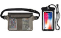 Freegrace Waterproof Pouches with Waist Strap / Pouch Case Bundle Set- Keep Your Phone & Valuables Dry and Safe - Waterproof Dry Bags for Boating Swimming Snorkeling Kayaking Beach Water Parks Pool - color: Gray + Waterproof Case