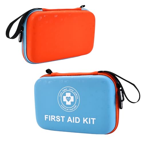 Premium First Aid Kit - 305 Piece Dual-Color Emergency Kit with Hard Shell & Fluorescent Interior Coating, Compact Survival Kit for Home, Car, Travel, Hiking & Outdoor(Blue/Orange) - color: Blue/Orange