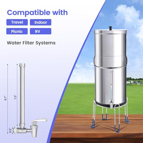304 Stainless Steel Sight Glass Spigot, Compatible with Universal Gravity-Fed Water Filtration Systems, Clear Water Level View, Stainless Steel Handle - style: 7" Complete