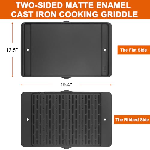 DELSbbq 7566 Cast Iron Griddle for Weber Genesis 300 (Not for Genesis II) | Reversible Griddle for E-310/320/330 S-310/320/330 EP-310/320/330 CEP-310, Dual-Sided Plate, Sunken Grease Drain Channels - size: 19.4" x 12.5" x 2"