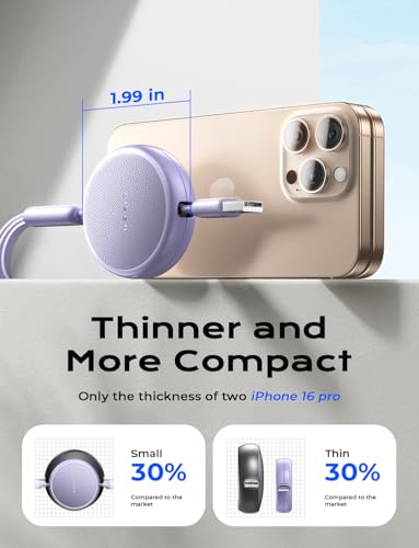 LISEN 3 in 1 Retractable Car & iPhone Charger Cord, Type C/L/Micro USB for iPhone/Samsung/PS/Kindle, Purple - color: Purple, size: 3.7FT