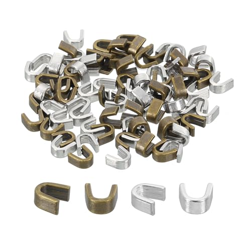 uxcell 80Pcs Zipper Slider Retainers - #5 U Shape Top Stoppers for Bags Coats Jackets Closed-end Zippers Replacing, Silver Tone & Bronze Tone - color: Silver Tone/Bronze Tone, size: #5