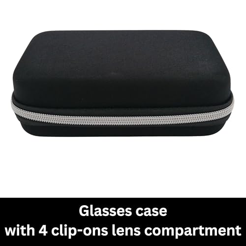 Clip on Case for Glasses, Clip on Sunglasses Case, Glasses Organizer for Clip-on, Semi Hard Shell Zipper Ultra-Light 4 Slots