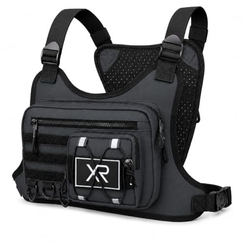 Tactical Chest Bag with MOLLE Pouches- Adjustable Outdoor Sport Chest Rig for Running, Hiking, Cycling & Training (Gray) - color: Gray