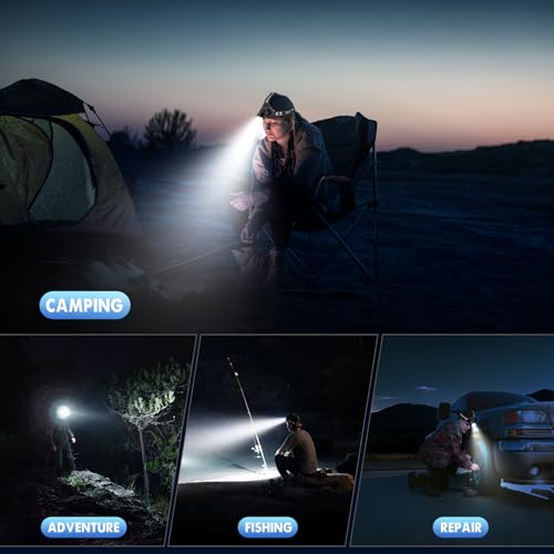 OMALIGHT Rechargeable Headlamp, Super Bright LED Headlamp, 5 Modes Zoomable - color: Black, size: 1pack