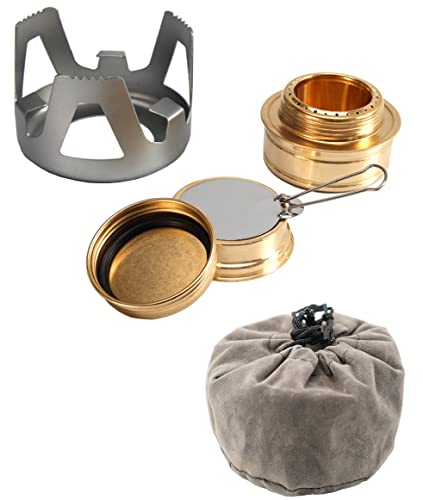 Mini Alcohol Backpacking Stove, Lightweight Brass Spirit Burner with Aluminium Stand for Camping Hiking and Picnic - color: Green