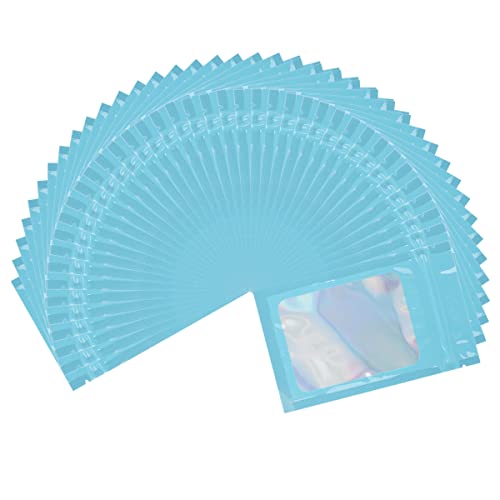DOSEWART 200Pcs 3 x 4.6Inch Resealable Holographic Bags with Clear Window - color: Blue