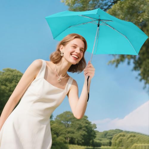 Lejorain Travel Umbrella Compact Flat Small Folding Windproof Lightweight for Women Men - color: 10.Lake Green