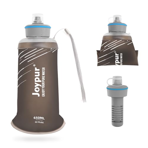 Water Filter Survival - Collapsible Water Bottle with Filter 0.01 Micron Squeeze Filtered Water Bottle 22oz for Hiking Backpacking Camping BPA-Free(Grey 650ml)