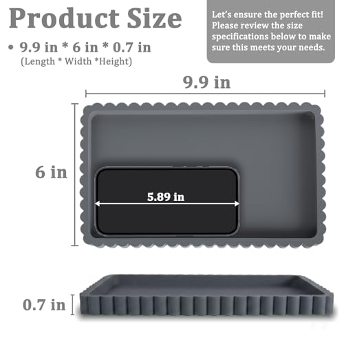Silicone Bathroom Vanity Tray, Sink Caddy for Dish Soap Dispenser, Sponge Holder for Kitchen Sink, Rectangle Bathroom Countertop Organizer for Perfume, Jewelry, Candle (9.9” * 6”, Dark Grey) - color: Dark Grey, size: 9.9" x 6" x 0.7"