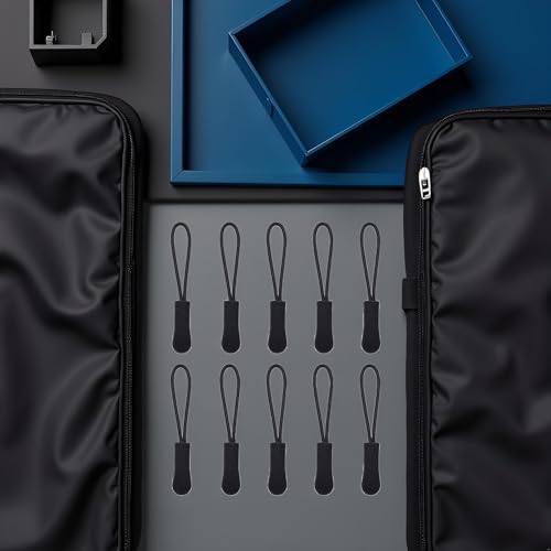 10Pcs Black Zipper Pull Puller End Fit Rope Tag Replacement Clip Broken Buckle Fixer Tent Tab Cord Kit Suitcase Zip Backpack Travel Bag,Fasteners