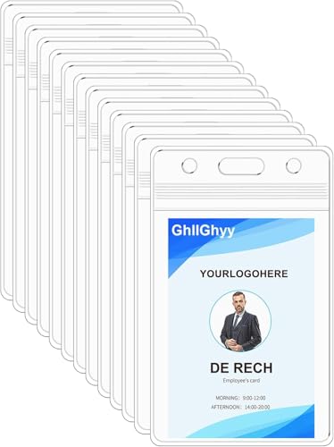 6 Pack Extra Thick Name Badge Holders, Durable & Sealable Waterproof Vertical ID Badge Holders, Clear PVC Plastic Badge Sleeve for Credit Card/Proximity/RFID/Work Badge/Room Key