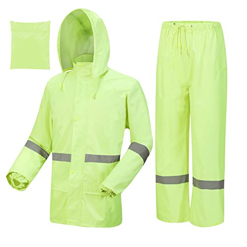 Rain Suits for Men Women Waterproof, Breathable Rain Coats with Eye-Catching Reflective Strip, Durable Rain Gear - color: Yellow, size: Medium