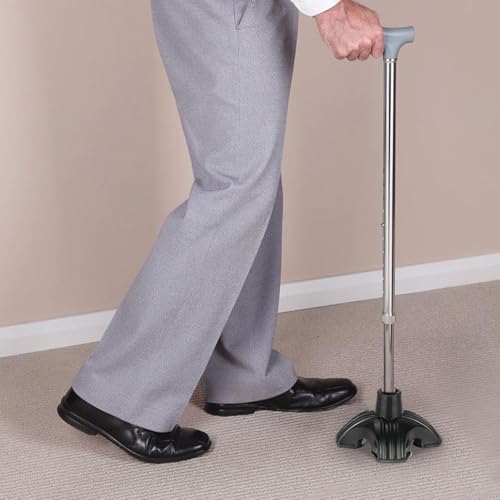 supregear Cane Tip 7/8 inch Heavy Duty - Self Standing Rubber Quad Base | Non-Slip 4 Prong Replacement Foot Pad for Walking Cane - Metal Insert for Enhanced Stability and Comfort, 7/8" I.D - size: 7/8 Inch