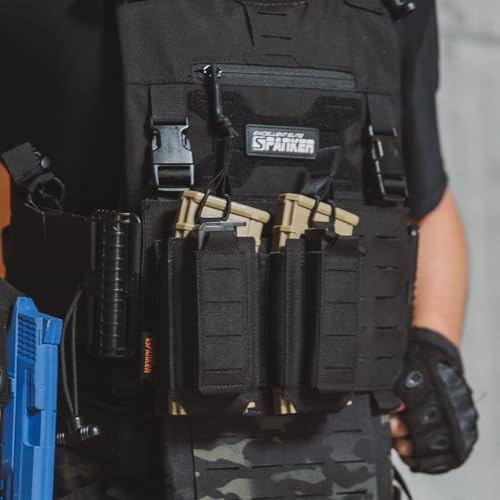 EXCELLENT ELITE SPANKER Tactical Open-Top Single/Double/Triple Molle Mag Pouch for Pistol Mag Pouch Tactical Bag Accessories Holder - color: Double-Black