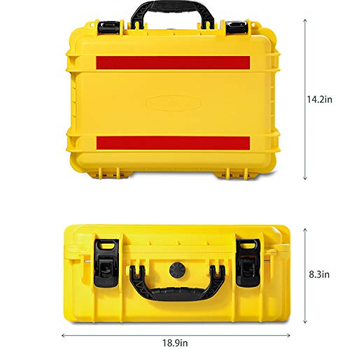 Waterproof Hard Shell Case with DIY Customizable Foam Insert 19 x 14 x 8in - color: Yellow