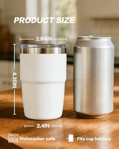 8 oz Stackable Stainless Steel Coffee Mug with Lid, Navy Small Cup - color: Navy