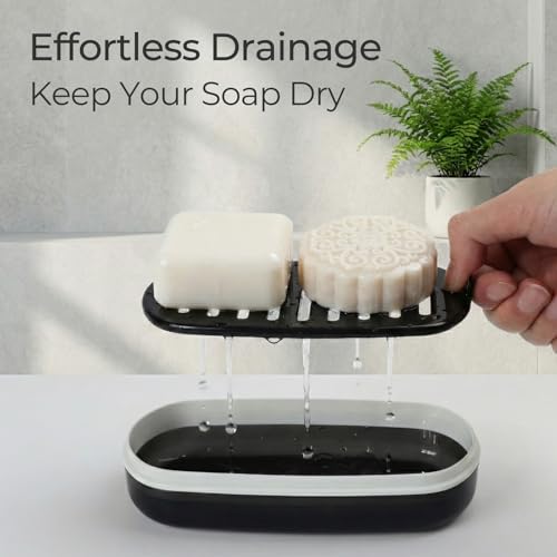 AIMAIAIMAI Shampoo Bar Holder Travel Case for Two Bars – Compatible with Most Solid Shampoo & Conditioner Bars, Large Soap Container for Bathroom or Travel (1 Pack, Black Style A-Large) - color: Black Style A-large