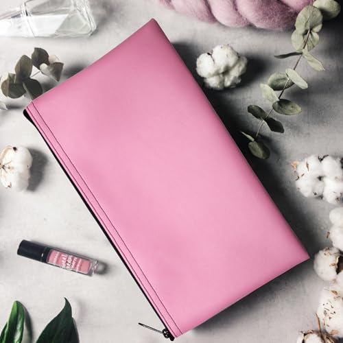 Multi-Purpose Zipper Bag, Pink, 11 x 6 Inch | Reusable, Travel Pouch, Lightweight, Makeup Organizer - color: Pink