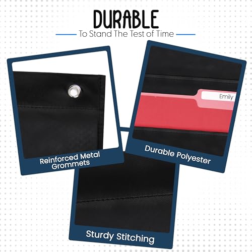 Essex Wares - 20 Pocket File Folder Pocket Chart, Black, 28" W x 46" T | Versatile Wall Hanging File Folder Organizer for Classrooms, Offices, Home, and More - Wall Folder Organizer - size: 20 Pocket