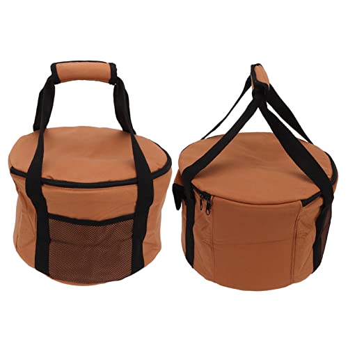 Camping Tableware Carrying Bag, 13.7L Large Capacity Waterproof Picnic Flatware Storage Bag, Outdoor BBQ Round Storage Bag for Plates Dishes Pots Bowls Utensils