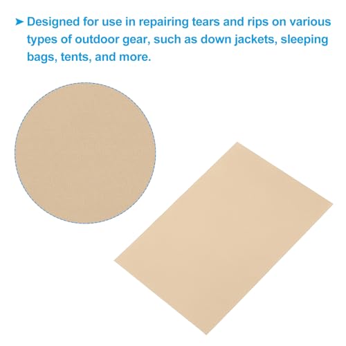 PATIKIL Down Jacket Repair Patch 6" x 8", 10 Pack Self Adhesive Nylon Fabric Patch for Tent Clothes Outdoor Camping Gear, Khaki - color: Khaki