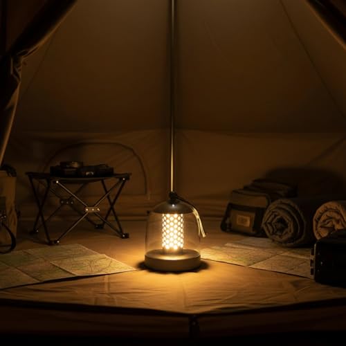 Camping Lantern, IPX4 Waterproof Touch Control LED Night Light, USB Rechargeable & Long Lasting Battery, Portable Hanging Tent Lamp for Outdoor Camping Hiking Backpacking,Silver Gray - color: Gray