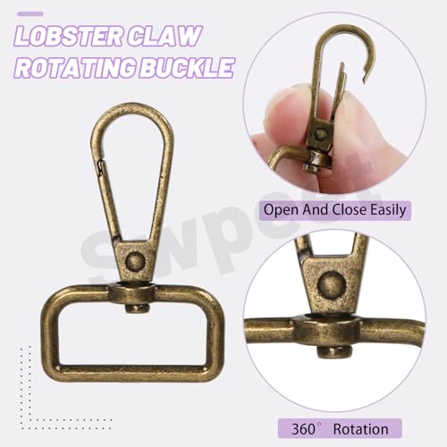 Swpeet 90Pcs 6 Colors 25MM Metal D Ring & Rectangle Adjuster Triglides Slides Buckle & D Ring Swivel Lobster Clasp Kit, Semi-Circular D Rings Roller Pin Buckles Swivel Snap Hook for Belt DIY Crafts - style: 2.5cm