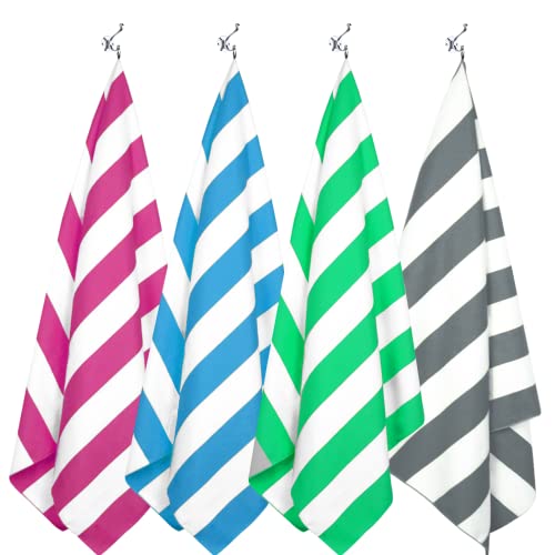 Your Choice Microfiber Beach Towel Sand-Free Quick Dry (67"x35"/60"x30") - color: L-live Green Stripes, size: Extra Large(67x35")