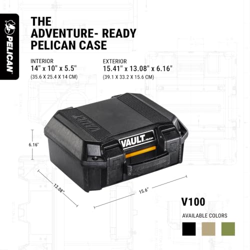 Pelican Vault V100 Hard Case (Camera, Pistol, Gear, Equipment) - color: OD Green, style: With Foam