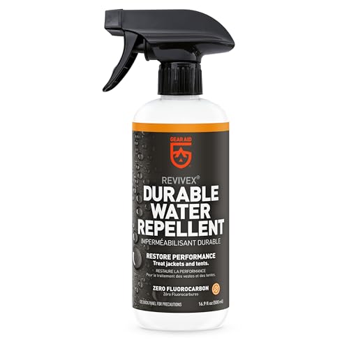GEAR AID Revivex Durable Water Repellent (DWR) Spray for Waterproof Jackets, Rain Gear, Gore-TEX, Tents & Camping Gear – Restore Waterproofing & Breathability, Various Sizes - style: Dwr Spray, 16.9 Oz