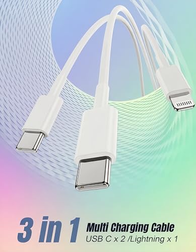 Multi Charging Cable USB C 6ft,3 in 1 Charging Cable and Lightning Cord Fast Charger for Multiple Devices,Triple Universal Charger with USBC to Multiple Connectors for iPhone 17 16 15 14 13 12-3Pcs - size: 3Pack-3in1