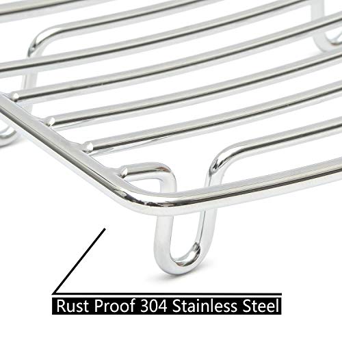 Bar Soap Dish Holder for Shower Bathroom Stainless Steel Rust Proof Self Draining with White Soap Saver Pad - color: White-rectangular 1p
