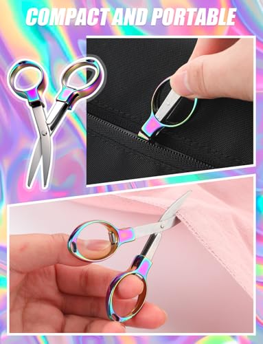 4Pcs Folding Scissors for Travel, Small Folding Badge Scissors for Nurses