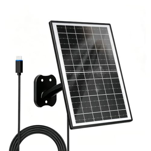 Zivif 13W Solar Panel for Security Camera, USB-C/USB & 5.5x2.1mm DC Port | Solar Charger Compatible with 5V Battery Powered Camera, 360° Adjustable Mount, IP66 Waterproof, 7.2FT Cable, Black - color: 13W Black