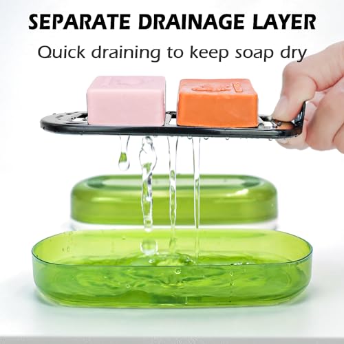 AIDIMMING Shampoo Bar Holder & Large Travel Soap Case with Drain Tray | Shampoo bar travel case for shampoo and conditioner bars set or one 10 oz soap bar, with a removable drain tray (Green) - color: Green-large, size: Large