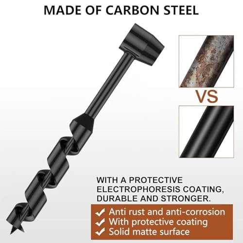 25mm Hand Auger Wood Drill - Bushcraft Manual Survival Self-Tapping Drill Bit for Camping, Outdoor Hiking & Woodworking (260mm Total Length)